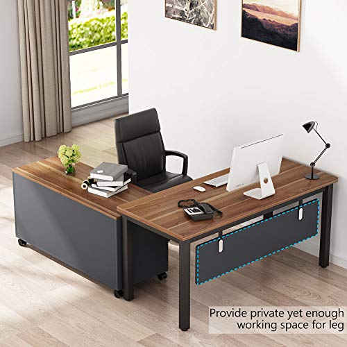Tribesigns L-Shaped Computer Desk with Storage Drawers Cabinet Set, Large Executive Office Desk with Shelves, Industrial Business Furniture Workstation for Home Office, Rustic Walnut