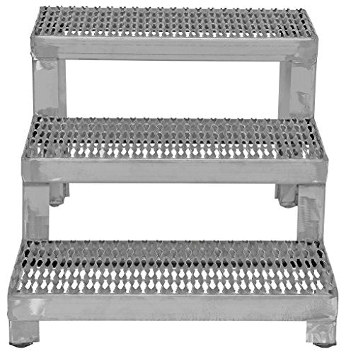 Vestil Stainless Steel Adjustable Step Mate Stand 3 Step 500 lb. Capacity Silver