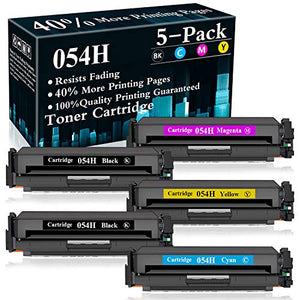 5 Pack (2BK+C+M+Y) Cartridge 054H CRG-054H Toner Cartridge Replacement for Canon Color Image CLASS LBP621Cw LBP622Cdw LBP623Cdw MF642Cdw MF644Cdw MF640C MF641Cw MF643Cdw MF645Cx Printer,Sold by TopInk