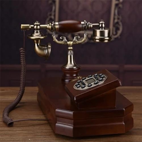 None Antique Fixed Telephone Solid Wood Landline Phone (Style 2)