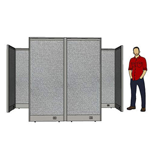 G GOF Double 2 Person Workstation Cubicle (12'D x 7'W) - Office Partition, Room Divider - 72" H Cubicle Partition, Grey