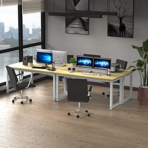 Modern Computer Desk 63" Large Office Desk Writing Study Table for Home Office Desk Workstation Wide Metal Sturdy Frame Thicker Steel Legs, White