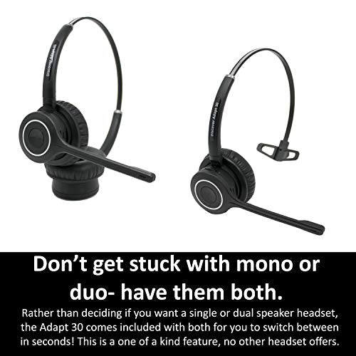 Discover Adapt 30 Wireless Headset System for Office Phones- Switch Between Single and Dual Speaker- Compatible with Polycom, Avaya, Cisco, Yealink and 98% of Office Desk Phones