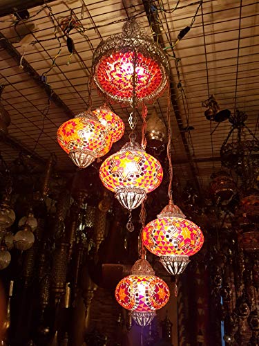 5 Multi-Color Globe Chandelier
