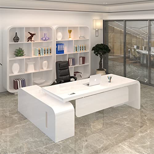TAPHET Office Desk Lacquer Boss Table White - Manager's Shift Desk