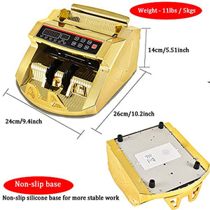 Gold Money Counter Machine with UV/MG/IR Counterfeit Detection & Bill Counting Portable Bill Counting with LED External Display Fast Counting Speed 1000 Bills a Minute