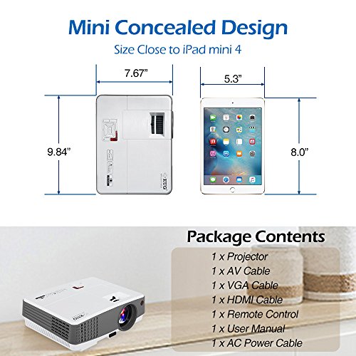 Portable LED Bluetooth Wireless Movie Game Projector 3300 Lumens Multimedia Android LCD Bluetooth Outdoor WiFi Proyector Support 1080P Digital HD Mini Small with Bluetooth HDMI USB VGA AV 3.5mm Audio