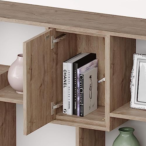 Mobili Fiver Iacopo XXL Oak Bookcase with Panel Doors (189.9 x 93.1 in), Made in Italy