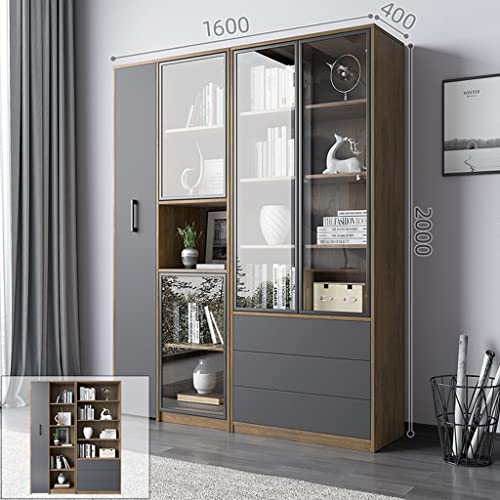 4 Tier Children's Rotating Bookshelf, Gray, 2 Pcs, 80x80cm, 40x200cm