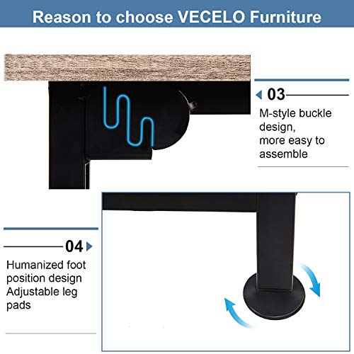 VECELO L-Shaped Computer Desk 66" with CPU Stand/PC Laptop Study Writing Table Workstation for Home Office Wood & Metal,Oak+Black Leg