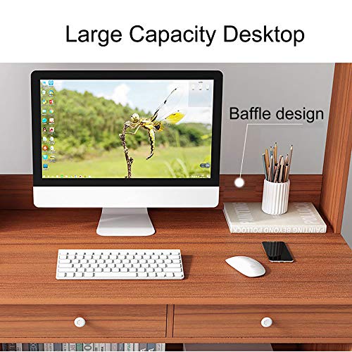 YAOJP 2 In1 Bookshelf Computer Desk, Modern Bedroom Office Writing Desk Computer Workstation with Drawers Large Storage Space Table,Brown,100x45x152cm