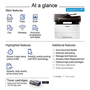 Samsung Xpress M2885FW Wireless Monochrome Laser Printer with Scan/Copy/Fax, Simple NFC + WiFi Connectivity, Duplex Printing and Built-in Ethernet (SS359D)