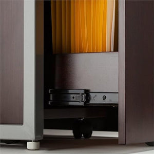 Scranton & Co Furniture 60W 2 Person L Shaped Cubicle with Storage in Brown