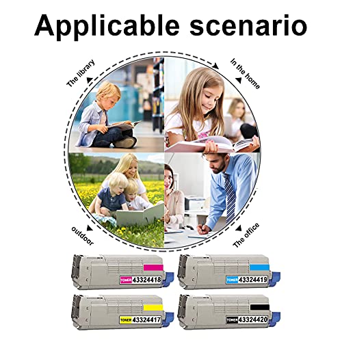 (1BK+1C+1M+1Y, 4PK) C6100 43324420 43324419 43324418 43324417 Toner Cartridge Replacement for OKI C6100 C6100N C6100DN C6100DTN C6100HDN C5550N C5550N MFP Toner Kit Printer