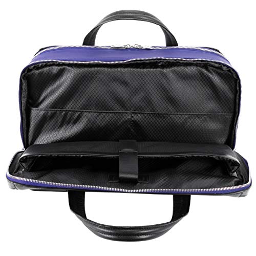 McKlein, N Series, Harpswell, Nano Tech-Light Nylon with Leather Trim, 17" Nylon Dual Compartment Laptop Briefcase, Navy (18567)