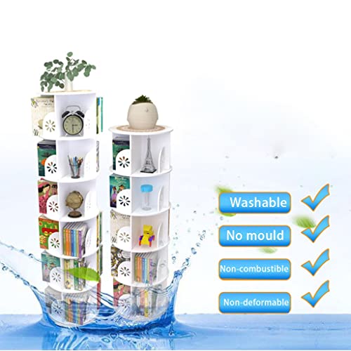 Revolving Bookshelf Organizer 3/4/5-Tier 360 Degree Home Office Living Room Study - White, 46 * 97cm
