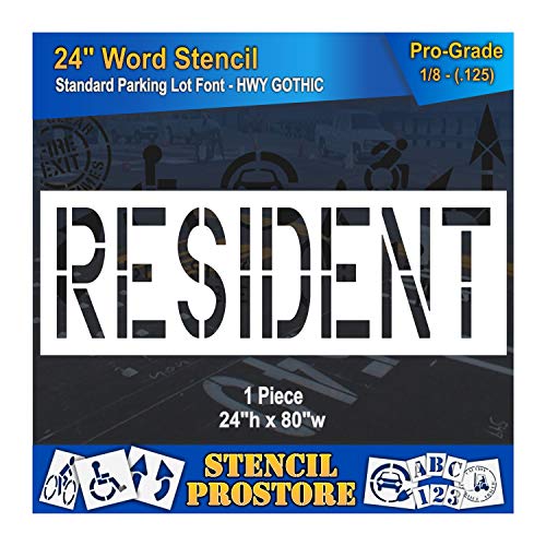 Pavement Marking Stencils - 24 inch Resident Stencil - 24" x 79" x 1/8'' (128 mil) - Pro-Grade