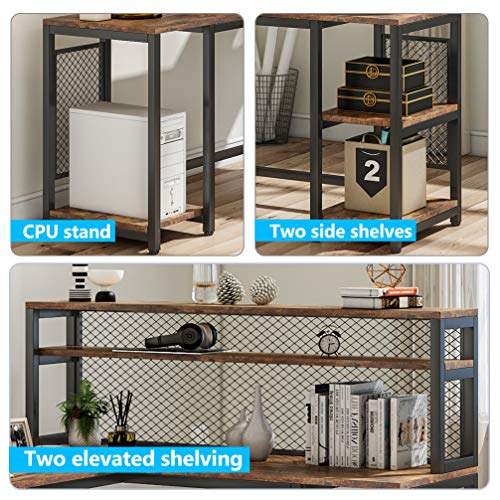 Tribesigns 67" Large Computer Desk with Hutch, Office Desk Study Table Writing Desk Workstation with 5 Storage Shelves 2 Tier Bookshelf for Home Office (Rustic Brown)