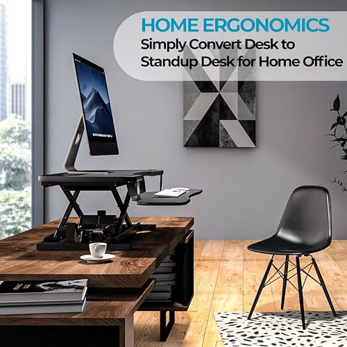 VERSADESK 48" Extra Wide Electric Standing Desk Converter, PowerPro Height Adjustable Sit to Stand Riser with Keyboard Tray, USB Charging Port, 80 lbs Capacity - Black