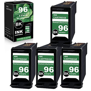 [4 Pack,Black] Remanufactured Ink Cartridge 96 | C9348FN Compatible Replacement for HP Deskjet 6840 6540 5940 PhotoSmart 8050 2610 Officejet 7310 7410 Printer Ink Cartridges