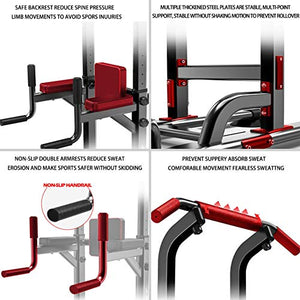 Power Tower Pull Up Bar Dip Station Waist tranier Adjustable Height Strength Training Workout Equipment for Home Gym