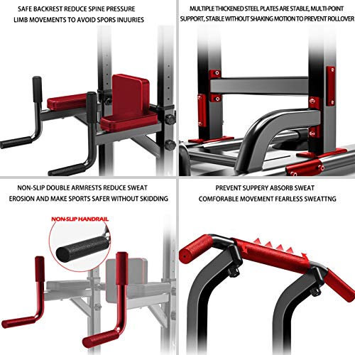 Power Tower Pull Up Bar Dip Station Waist tranier Adjustable Height Strength Training Workout Equipment for Home Gym
