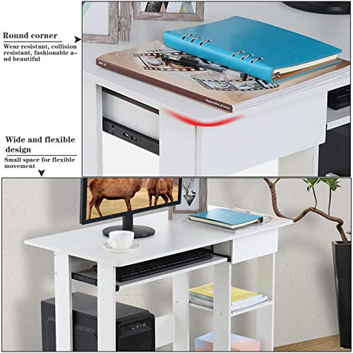Gosuguu Minimalist Desktop Computer Desk, Gaming Desk with Storage Shelves/Keyboard Tray/Monitor Stand Study Table for Home Office, Small Desk Study Writing Table Simple PC Desk, Space Saving