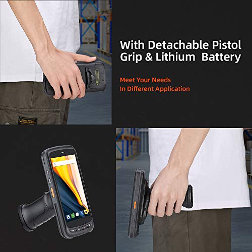 Pistol Grip Android Barcode Scanner MUNBYN with Zebra 2D/1D/QR Reader, IP65 Rugged Data Collector, 4G WiFi BT GPS Handheld Mobile Computer, 5.2'' IPS FHD Touch Screen for Warehouse Stock Inventory