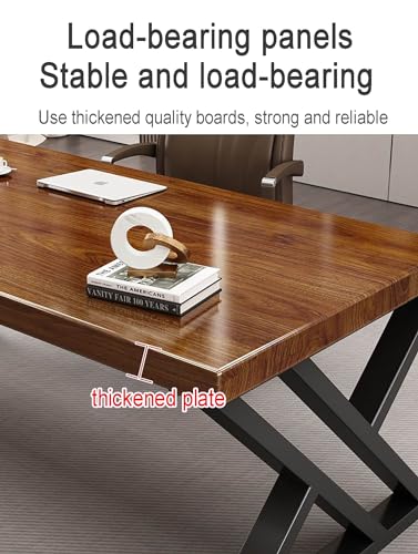 SUBVERS Modern Solid Wood Computer Desk with Metal Frame (160x70x75cm)