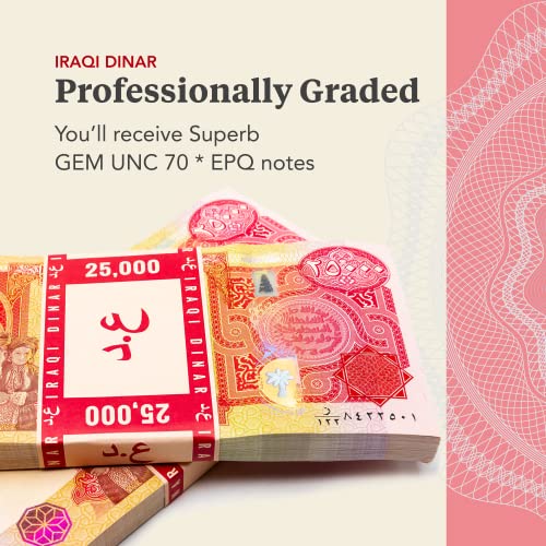 250,000 New Iraqi Dinar, IQD - 25,000 x 10 = 250,000 - Authentic Uncirculated 25K Iraq Dinars 1/4 Million