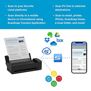 ScanSnap iX1300 Compact Wireless USB Color Document Scanner, Auto Feeder, Mac/PC - Black