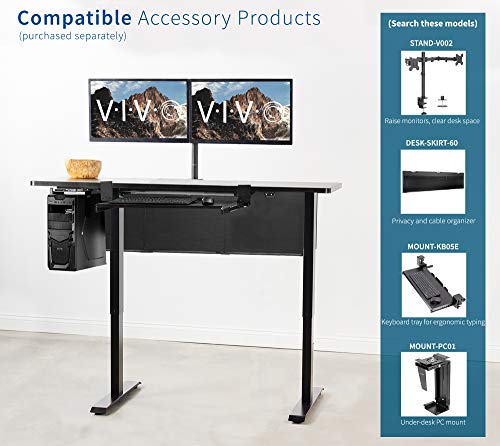 VIVO Electric Height Adjustable 60 x 24 inch Stand Up Desk, Black Solid One-Piece Table Top, Black Frame Standing Workstation, Home & Office Furniture Sets, DESK-KIT-B06B