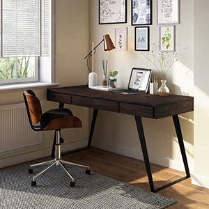 SIMPLIHOME Lowry SOLID WOOD and Metal Modern Industrial 54 inch Wide Home Office Desk, Writing Table, Workstation, Study Table Furniture in Distressed Golden Wheat with 2 Drawerss