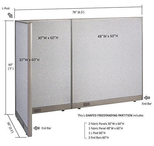 GOF Freestanding L Shaped Office Partition - Large Fabric Room Divider Panel