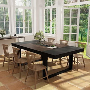 ECACAD 7FT Conference Table for 6-8 People, Large Rectangular Meeting Table - Black/Deep Brown