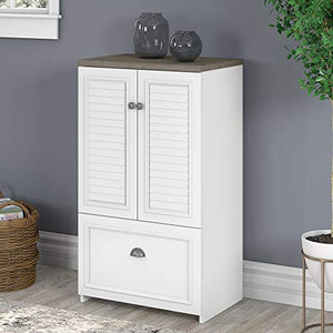 Bush Furniture Fairview Storage Cabinet with 3 Shelves, Shiplap Gray/Pure White