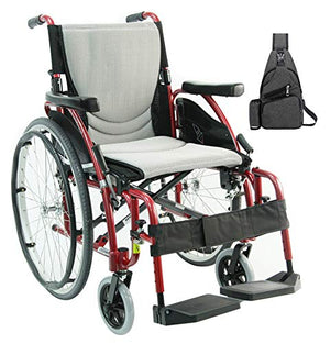 Karman Healthcare S-Ergo 125 Ergonomic Wheelchair, 18" Seat Width, Red Frame
