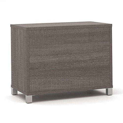 Bestar Pro-Linea Two Shelf Bookcase - 28.4"H Dimensions: 35.6"W x 19.5"D x 28.4"H Weight: 96 lbs Bark Gray Melamine Finish/Metal legs
