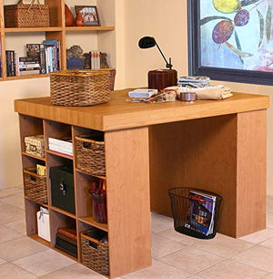 Venture Horizon Project Center Desk with 2 Bookcase Sides- Oak