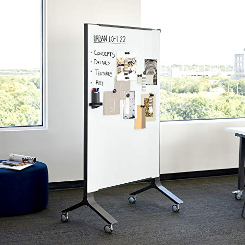 Vari Mobile Glass Board 40x72 - Rolling Double-Sided Magnetic Markerboard with Roll-and-Lock Casters - Dry Erase Board for Classroom and Office