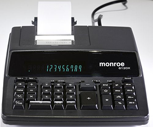 MONROE SYSTEMS FOR BUSINESS 6120X Medium-Duty Calculator - 12-Digit Print/Display, Includes Ribbons & Paper, Black