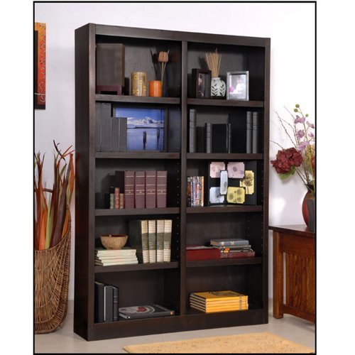 Ten Shelf Double Bookcase 72"H Cherry Finish
