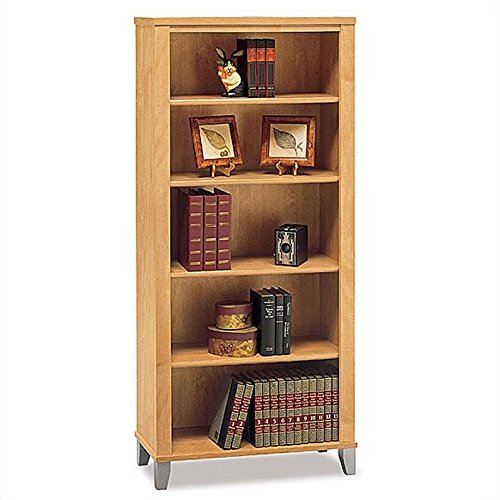 Bush Furniture Somerset 4 Piece 71" L-Shape Office Set in Maple Cross