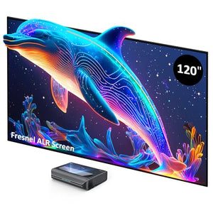 NexiGo Aurora Pro 4K Laser TV with 120" ALR Screen, 2400 Lumens, Dolby Vision, Active 3D