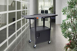 Luxor Adjustable-Height Steel AV Cart with Cabinet Drop Leaf - AVJ42CDL