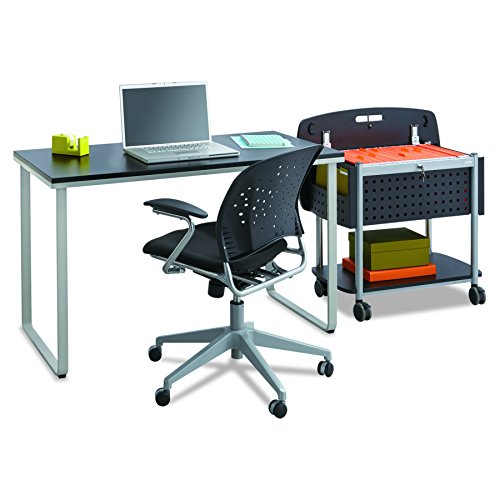 Safco Products 1943BLSL Simple Design Table Desk with Sled Base, Black/Silver