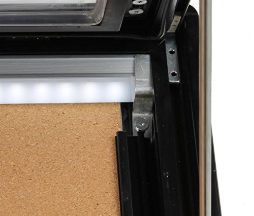 Displays2go Enclosed Message Board with Locking Swing-Open Door, LED Light and Rubber Gasket - Black, Powder-Coated Aluminum (ODMBIL5227)