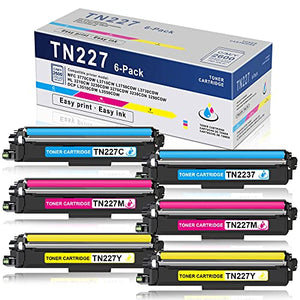 6 Pack (2C+2M+2Y) Toner Compatible TN227 TN-227 TN227C TN227M TN-227Y Toner Cartridge Replacement for Brother MFC 3770CDW L3710CW L3750CDW HL 3210CW 3270CDW 3230CD DCP L3510CDW L3550CDW Printer