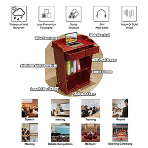 None Luxury Wood Podium with Wide Reading Surface - Heavy Duty (White)