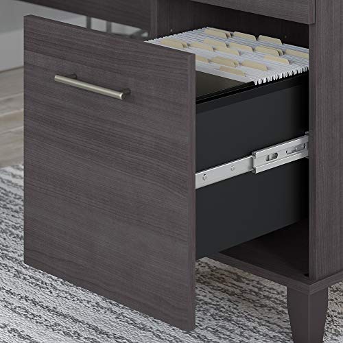 Bush Furniture Somerset 72-Inch L-Shaped Desk with Hutch, Bookcase - Storm Gray